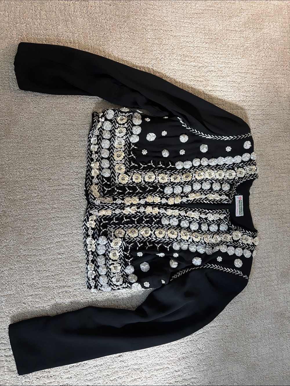 Embellished Black Jacket with Silver & Gold Embroidery Womens Medium Holiday